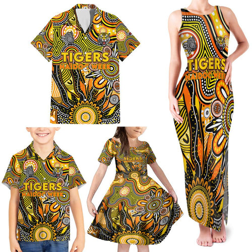 Personalised Tiger NAIDOC Week 2024 Family Matching Tank Maxi Dress and Hawaiian Shirt Aussie Aboriginal Art