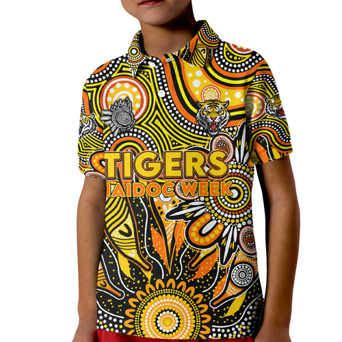 Personalised Tiger NAIDOC Week 2024 Kid Polo Shirt Aussie Aboriginal Art