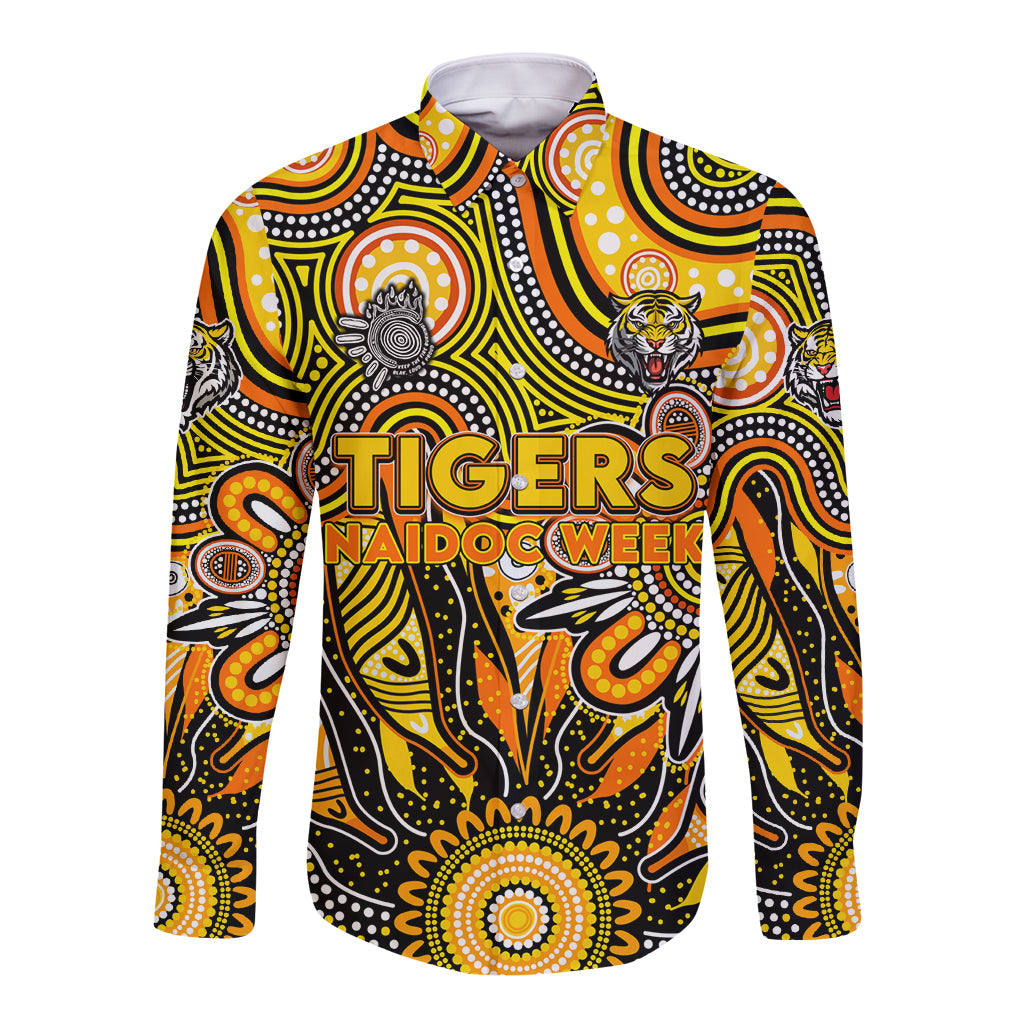 Personalised Tiger NAIDOC Week 2024 Long Sleeve Button Shirt Aussie Aboriginal Art