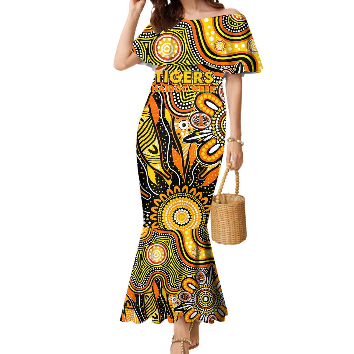 Personalised Tiger NAIDOC Week 2024 Mermaid Dress Aussie Aboriginal Art