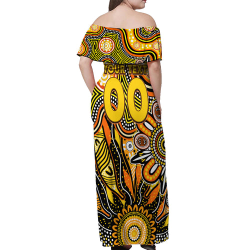 Personalised Tiger NAIDOC Week 2024 Off Shoulder Maxi Dress Aussie Aboriginal Art