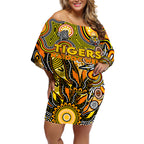 Personalised Tiger NAIDOC Week 2024 Off Shoulder Short Dress Aussie Aboriginal Art