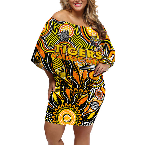 Personalised Tiger NAIDOC Week 2024 Off Shoulder Short Dress Aussie Aboriginal Art