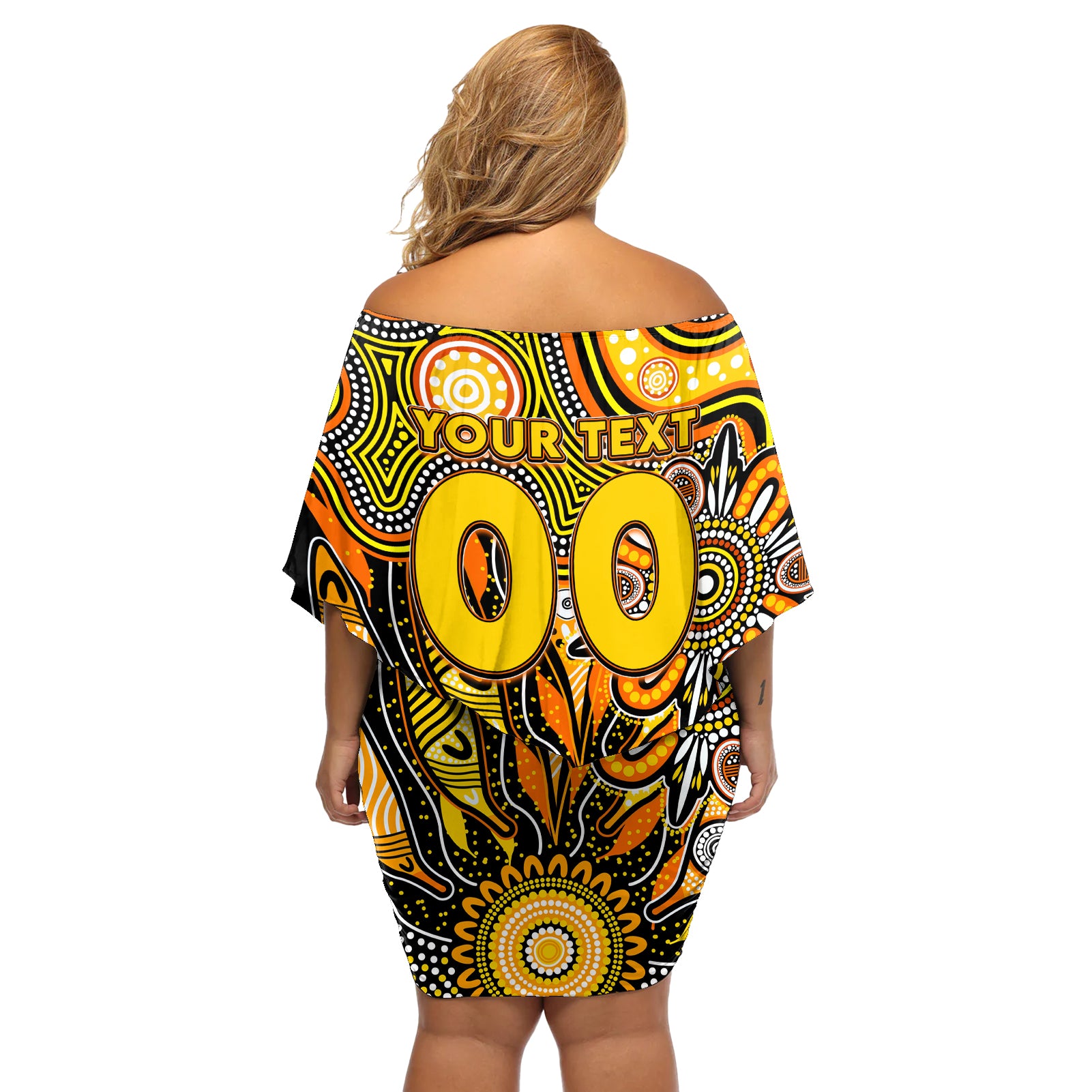 Personalised Tiger NAIDOC Week 2024 Off Shoulder Short Dress Aussie Aboriginal Art