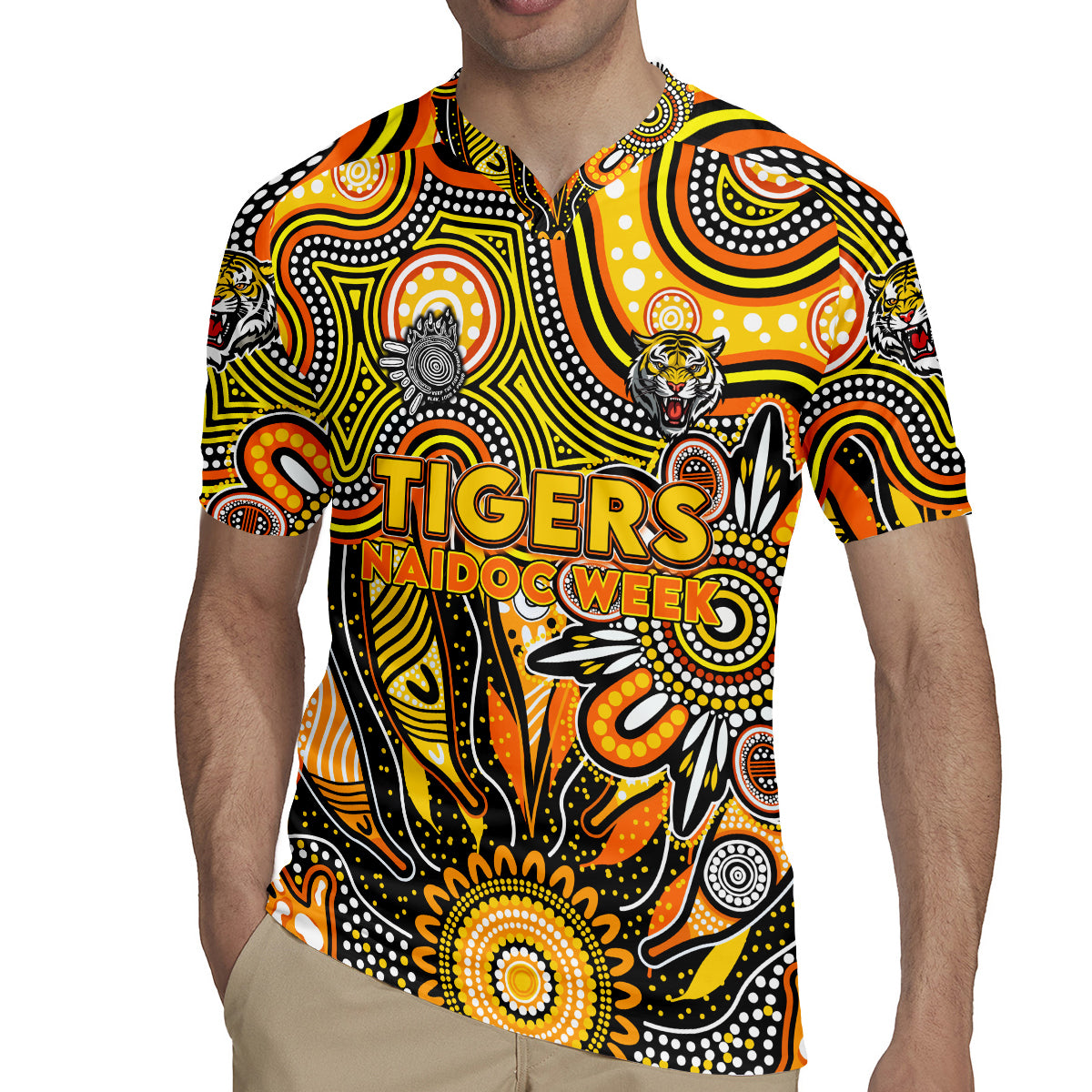 Personalised Tiger NAIDOC Week 2024 Rugby Jersey Aussie Aboriginal Art