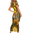 Personalised Tiger NAIDOC Week 2024 Short Sleeve Bodycon Dress Aussie Aboriginal Art