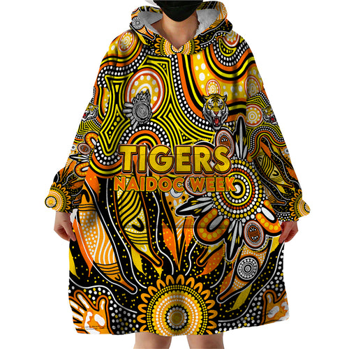 Personalised Tiger NAIDOC Week 2024 Wearable Blanket Hoodie Aussie Aboriginal Art