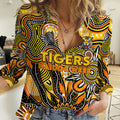 Personalised Tiger NAIDOC Week 2024 Women Casual Shirt Aussie Aboriginal Art