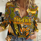 Personalised Tiger NAIDOC Week 2024 Women Casual Shirt Aussie Aboriginal Art