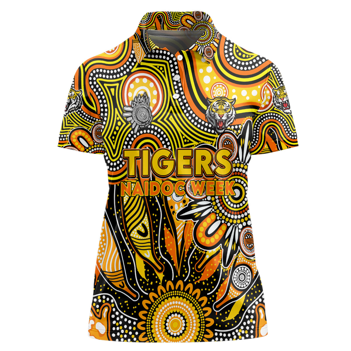Personalised Tiger NAIDOC Week 2024 Women Polo Shirt Aussie Aboriginal Art