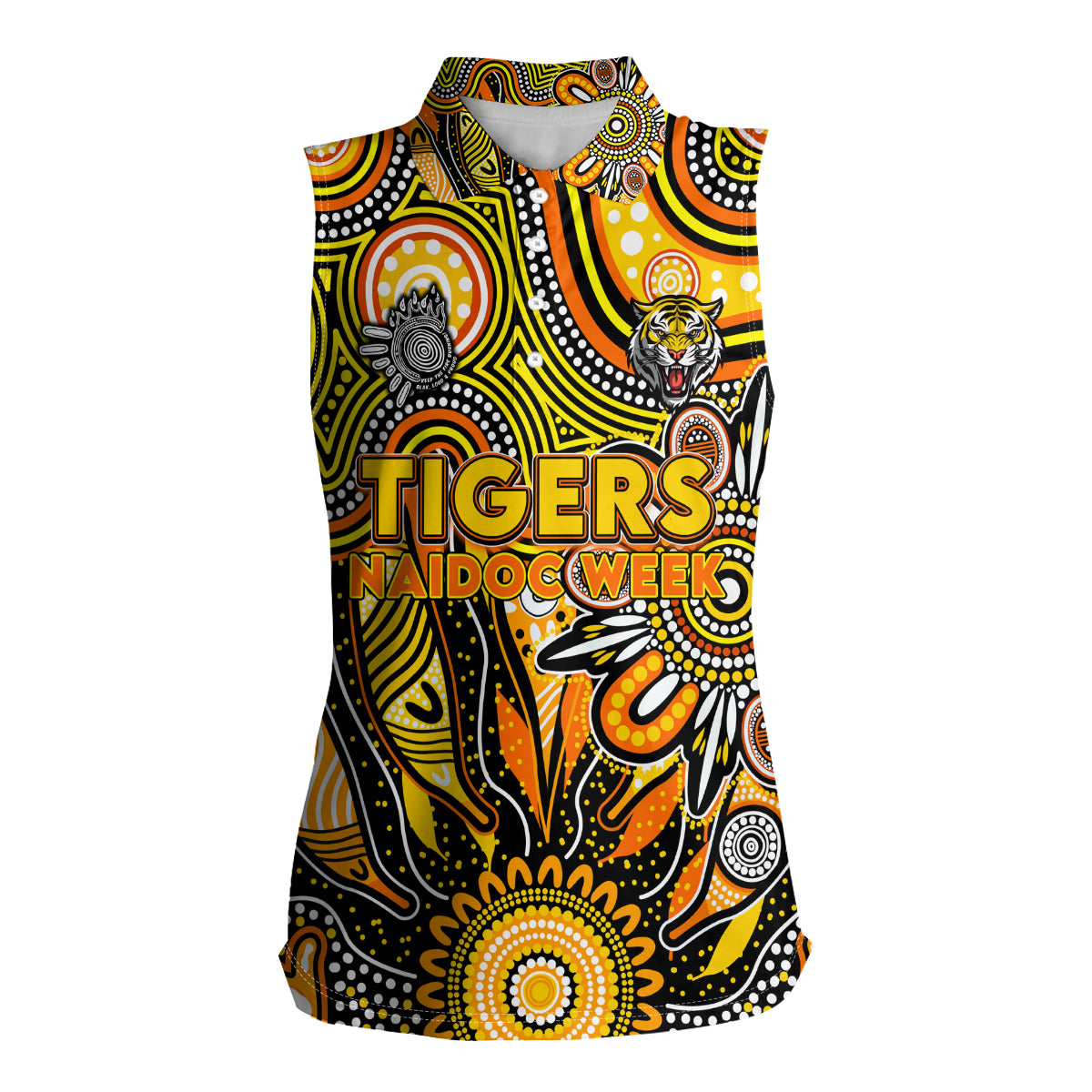 Personalised Tiger NAIDOC Week 2024 Women Sleeveless Polo Shirt Aussie Aboriginal Art