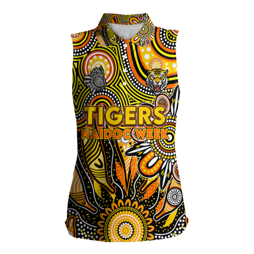 Personalised Tiger NAIDOC Week 2024 Women Sleeveless Polo Shirt Aussie Aboriginal Art