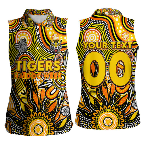 Personalised Tiger NAIDOC Week 2024 Women Sleeveless Polo Shirt Aussie Aboriginal Art