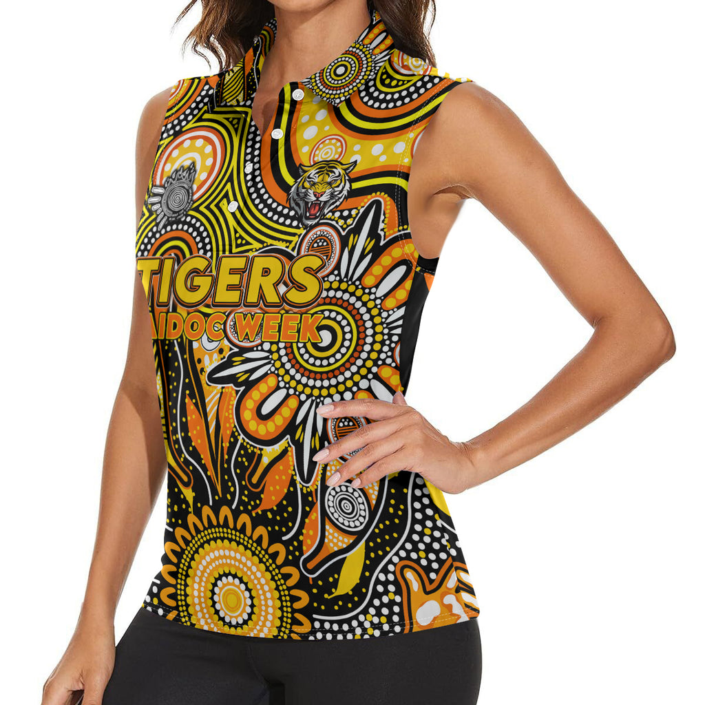Personalised Tiger NAIDOC Week 2024 Women Sleeveless Polo Shirt Aussie Aboriginal Art
