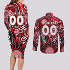 Personalised Saints NAIDOC Week 2024 Couples Matching Long Sleeve Bodycon Dress and Long Sleeve Button Shirt Aussie Aboriginal Art