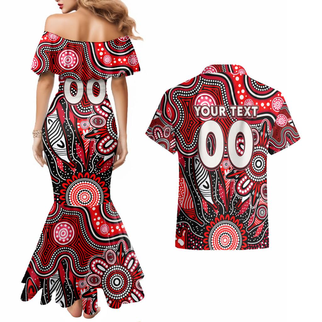 Personalised Saints NAIDOC Week 2024 Couples Matching Mermaid Dress and Hawaiian Shirt Aussie Aboriginal Art