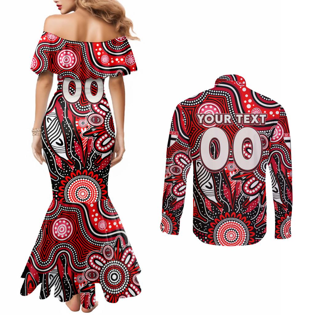 Personalised Saints NAIDOC Week 2024 Couples Matching Mermaid Dress and Long Sleeve Button Shirt Aussie Aboriginal Art