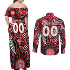 Personalised Saints NAIDOC Week 2024 Couples Matching Off Shoulder Maxi Dress and Long Sleeve Button Shirt Aussie Aboriginal Art