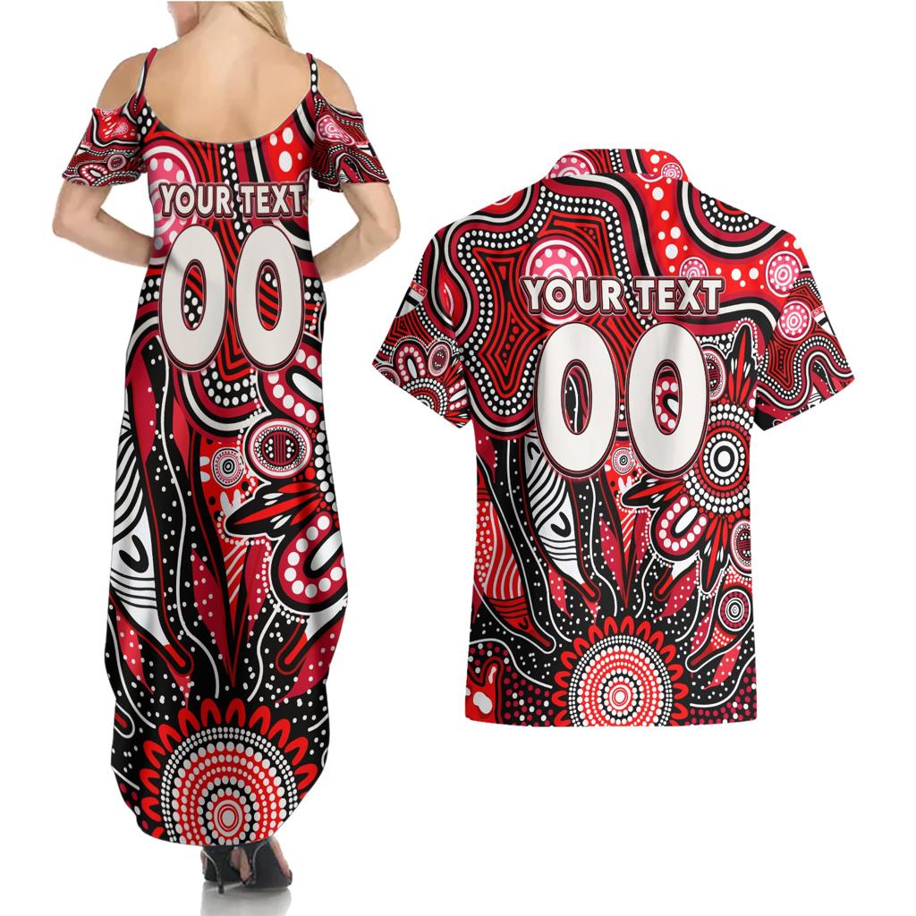 Personalised Saints NAIDOC Week 2024 Couples Matching Summer Maxi Dress and Hawaiian Shirt Aussie Aboriginal Art