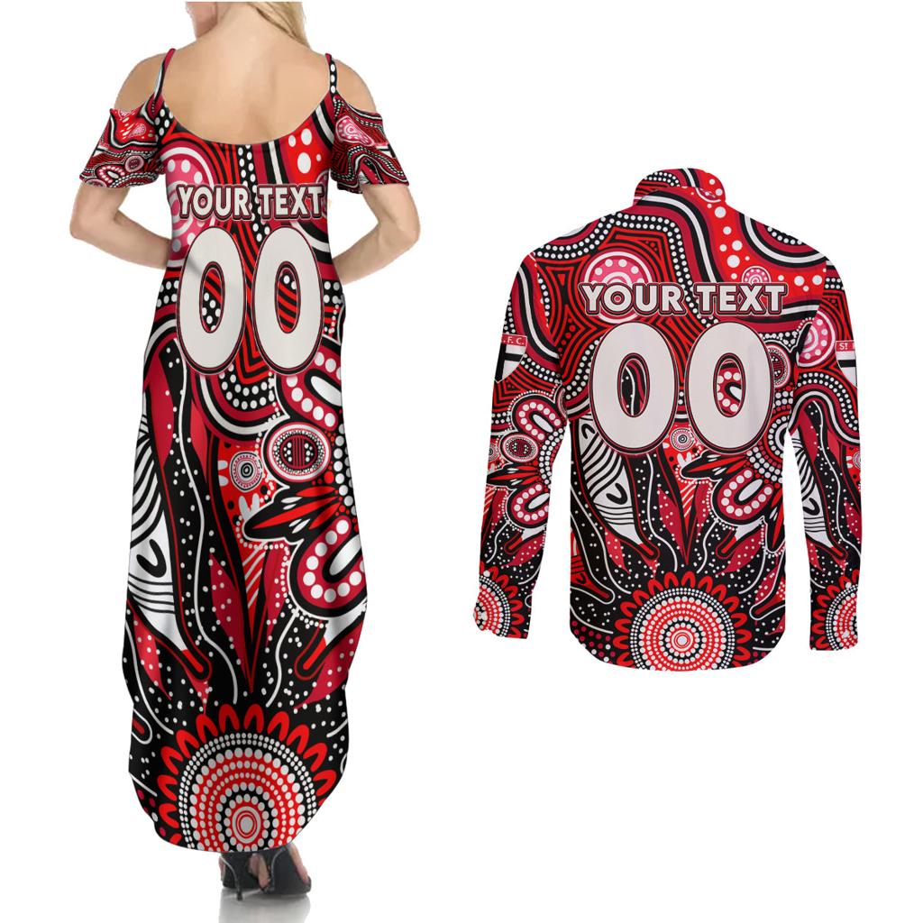 Personalised Saints NAIDOC Week 2024 Couples Matching Summer Maxi Dress and Long Sleeve Button Shirt Aussie Aboriginal Art