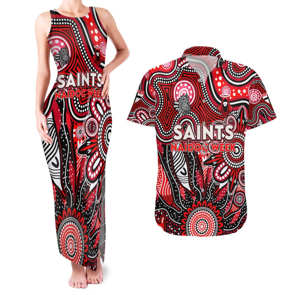 Personalised Saints NAIDOC Week 2024 Couples Matching Tank Maxi Dress and Hawaiian Shirt Aussie Aboriginal Art