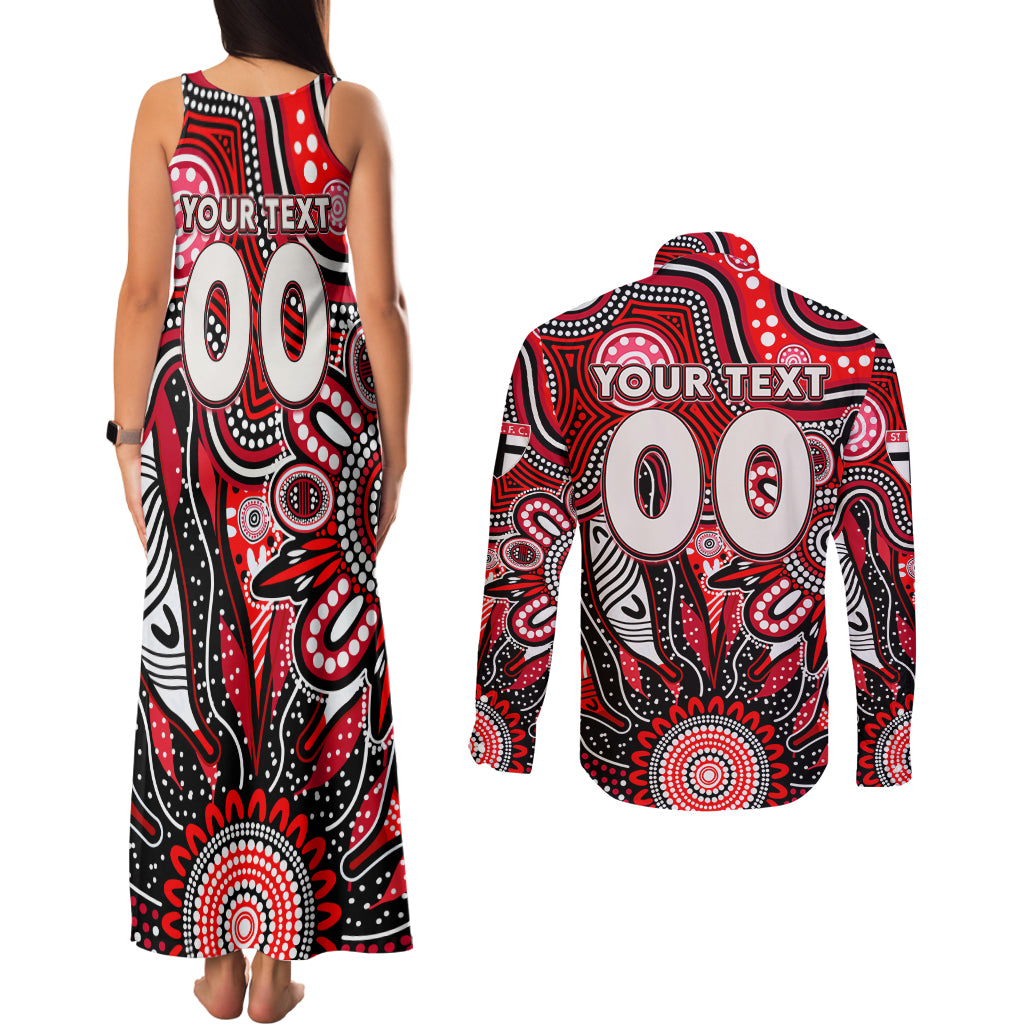 Personalised Saints NAIDOC Week 2024 Couples Matching Tank Maxi Dress and Long Sleeve Button Shirt Aussie Aboriginal Art