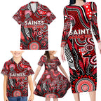 Personalised Saints NAIDOC Week 2024 Family Matching Long Sleeve Bodycon Dress and Hawaiian Shirt Aussie Aboriginal Art