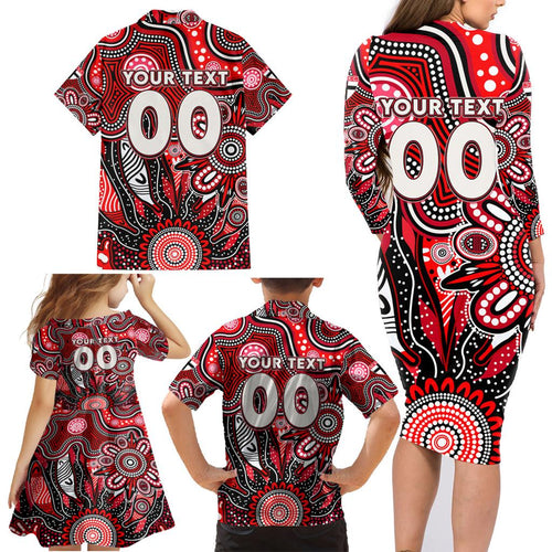 Personalised Saints NAIDOC Week 2024 Family Matching Long Sleeve Bodycon Dress and Hawaiian Shirt Aussie Aboriginal Art