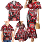 Personalised Saints NAIDOC Week 2024 Family Matching Mermaid Dress and Hawaiian Shirt Aussie Aboriginal Art