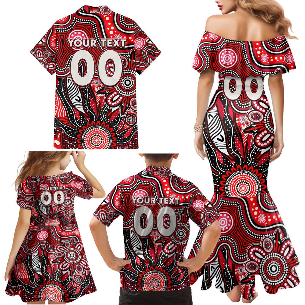 Personalised Saints NAIDOC Week 2024 Family Matching Mermaid Dress and Hawaiian Shirt Aussie Aboriginal Art
