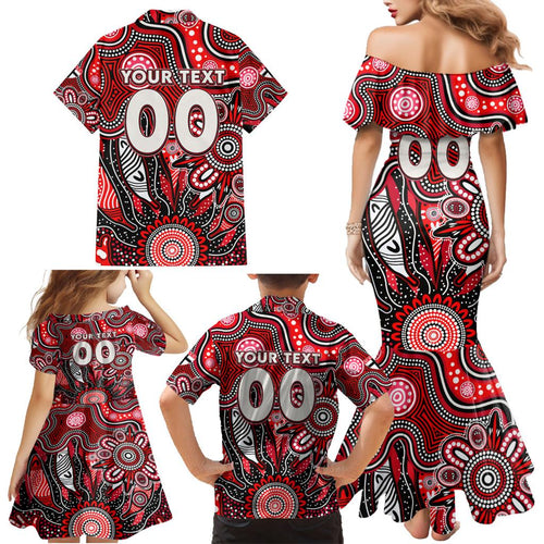 Personalised Saints NAIDOC Week 2024 Family Matching Mermaid Dress and Hawaiian Shirt Aussie Aboriginal Art