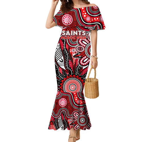 Personalised Saints NAIDOC Week 2024 Family Matching Mermaid Dress and Hawaiian Shirt Aussie Aboriginal Art