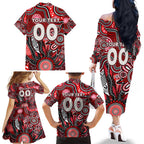 Personalised Saints NAIDOC Week 2024 Family Matching Off The Shoulder Long Sleeve Dress and Hawaiian Shirt Aussie Aboriginal Art