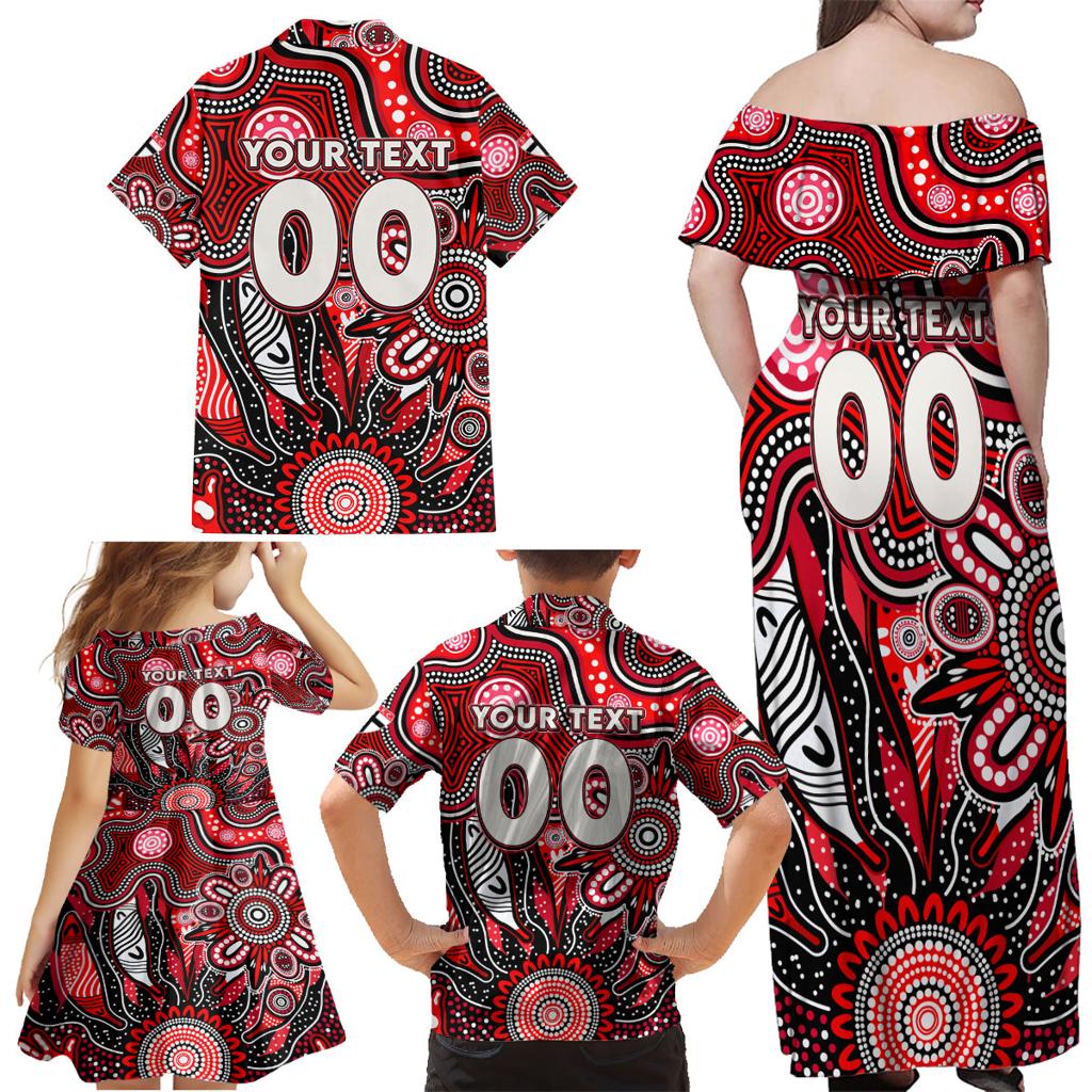 Personalised Saints NAIDOC Week 2024 Family Matching Off Shoulder Maxi Dress and Hawaiian Shirt Aussie Aboriginal Art