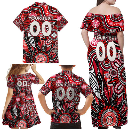 Personalised Saints NAIDOC Week 2024 Family Matching Off Shoulder Maxi Dress and Hawaiian Shirt Aussie Aboriginal Art