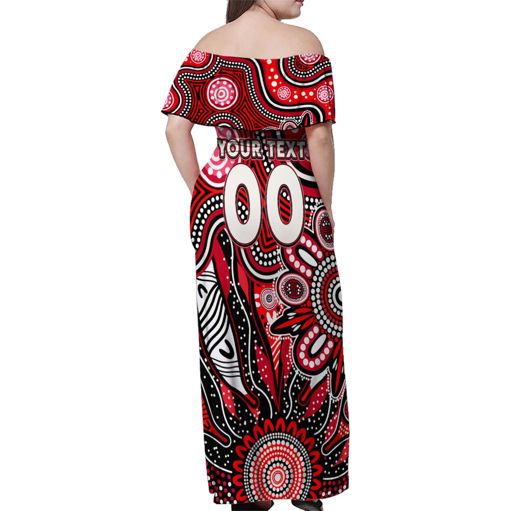 Personalised Saints NAIDOC Week 2024 Family Matching Off Shoulder Maxi Dress and Hawaiian Shirt Aussie Aboriginal Art