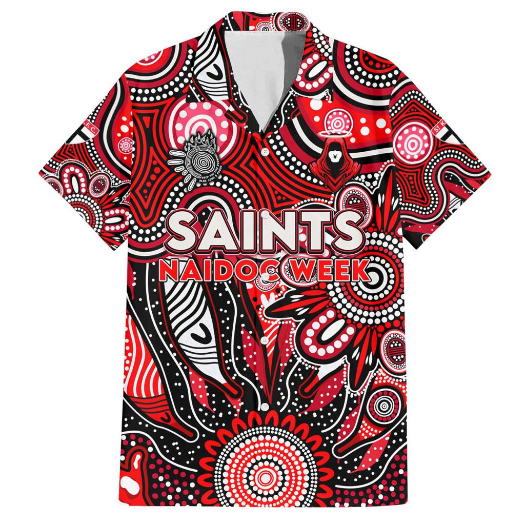Personalised Saints NAIDOC Week 2024 Family Matching Off Shoulder Short Dress and Hawaiian Shirt Aussie Aboriginal Art
