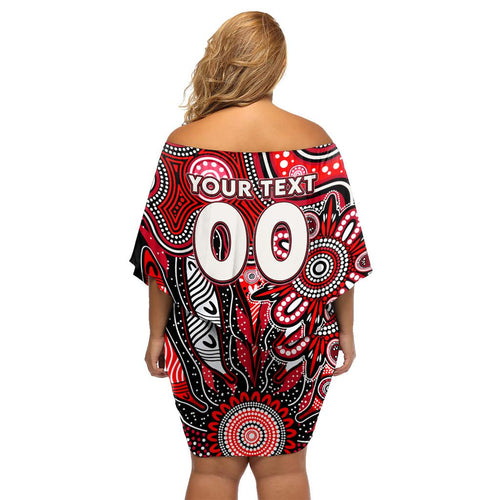 Personalised Saints NAIDOC Week 2024 Family Matching Off Shoulder Short Dress and Hawaiian Shirt Aussie Aboriginal Art