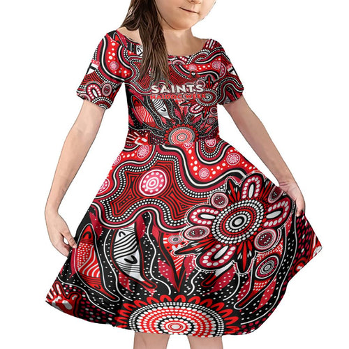 Personalised Saints NAIDOC Week 2024 Family Matching Puletasi and Hawaiian Shirt Aussie Aboriginal Art