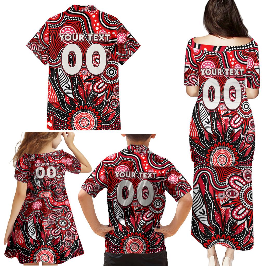Personalised Saints NAIDOC Week 2024 Family Matching Puletasi and Hawaiian Shirt Aussie Aboriginal Art