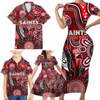 Personalised Saints NAIDOC Week 2024 Family Matching Short Sleeve Bodycon Dress and Hawaiian Shirt Aussie Aboriginal Art