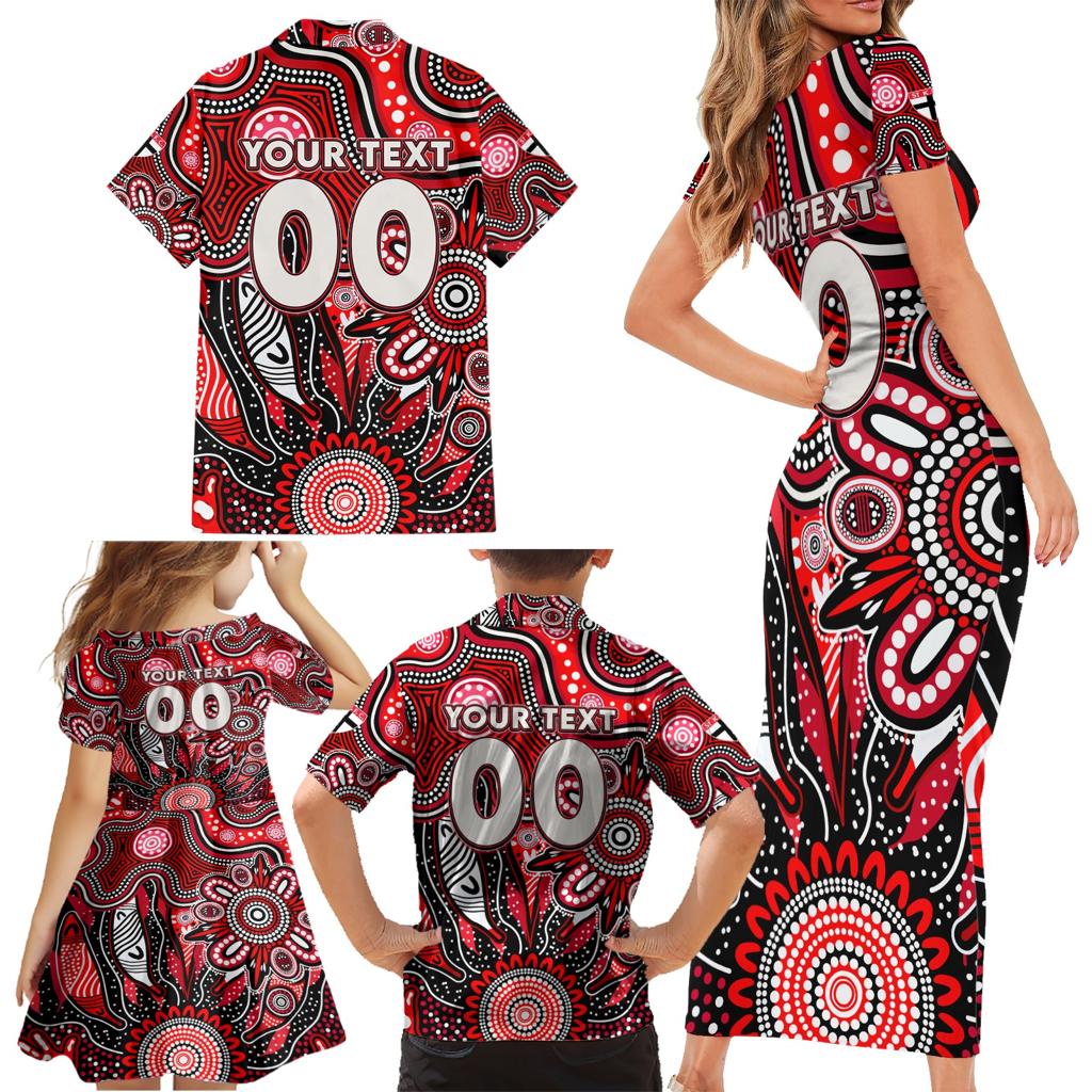 Personalised Saints NAIDOC Week 2024 Family Matching Short Sleeve Bodycon Dress and Hawaiian Shirt Aussie Aboriginal Art