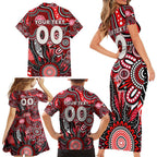 Personalised Saints NAIDOC Week 2024 Family Matching Short Sleeve Bodycon Dress and Hawaiian Shirt Aussie Aboriginal Art