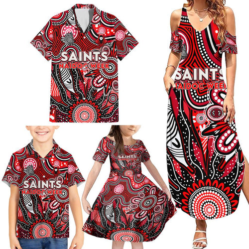 Personalised Saints NAIDOC Week 2024 Family Matching Summer Maxi Dress and Hawaiian Shirt Aussie Aboriginal Art