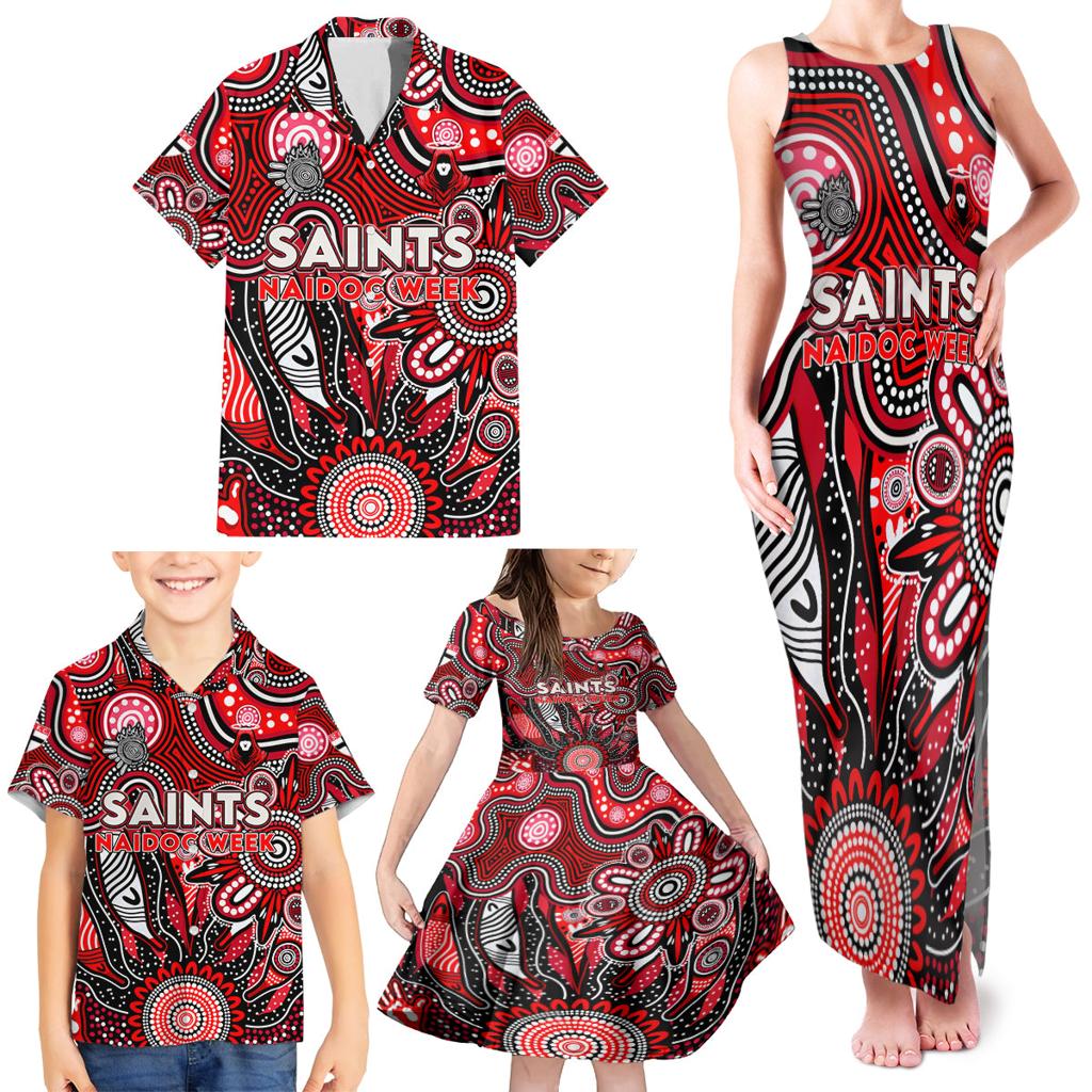 Personalised Saints NAIDOC Week 2024 Family Matching Tank Maxi Dress and Hawaiian Shirt Aussie Aboriginal Art