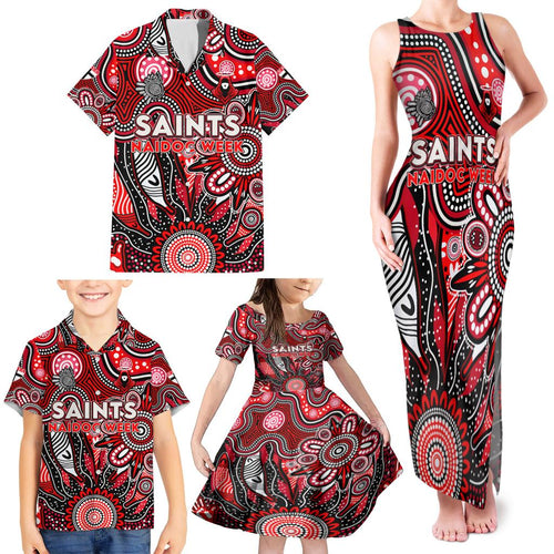 Personalised Saints NAIDOC Week 2024 Family Matching Tank Maxi Dress and Hawaiian Shirt Aussie Aboriginal Art