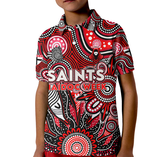Personalised Saints NAIDOC Week 2024 Kid Polo Shirt Aussie Aboriginal Art