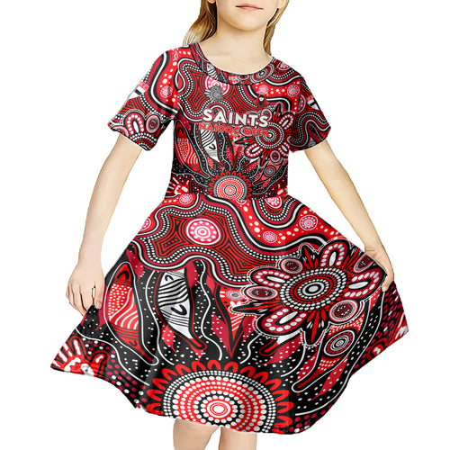 Personalised Saints NAIDOC Week 2024 Kid Short Sleeve Dress Aussie Aboriginal Art