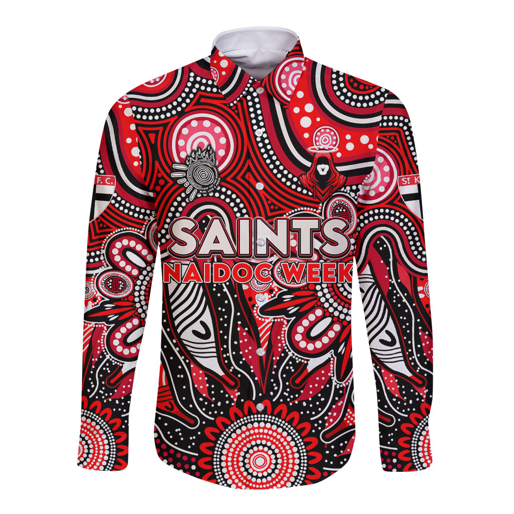 Personalised Saints NAIDOC Week 2024 Long Sleeve Button Shirt Aussie Aboriginal Art