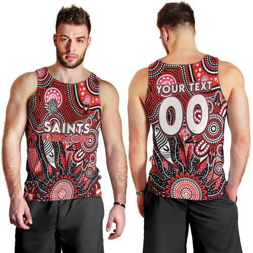 Personalised Saints NAIDOC Week 2024 Men Tank Top Aussie Aboriginal Art
